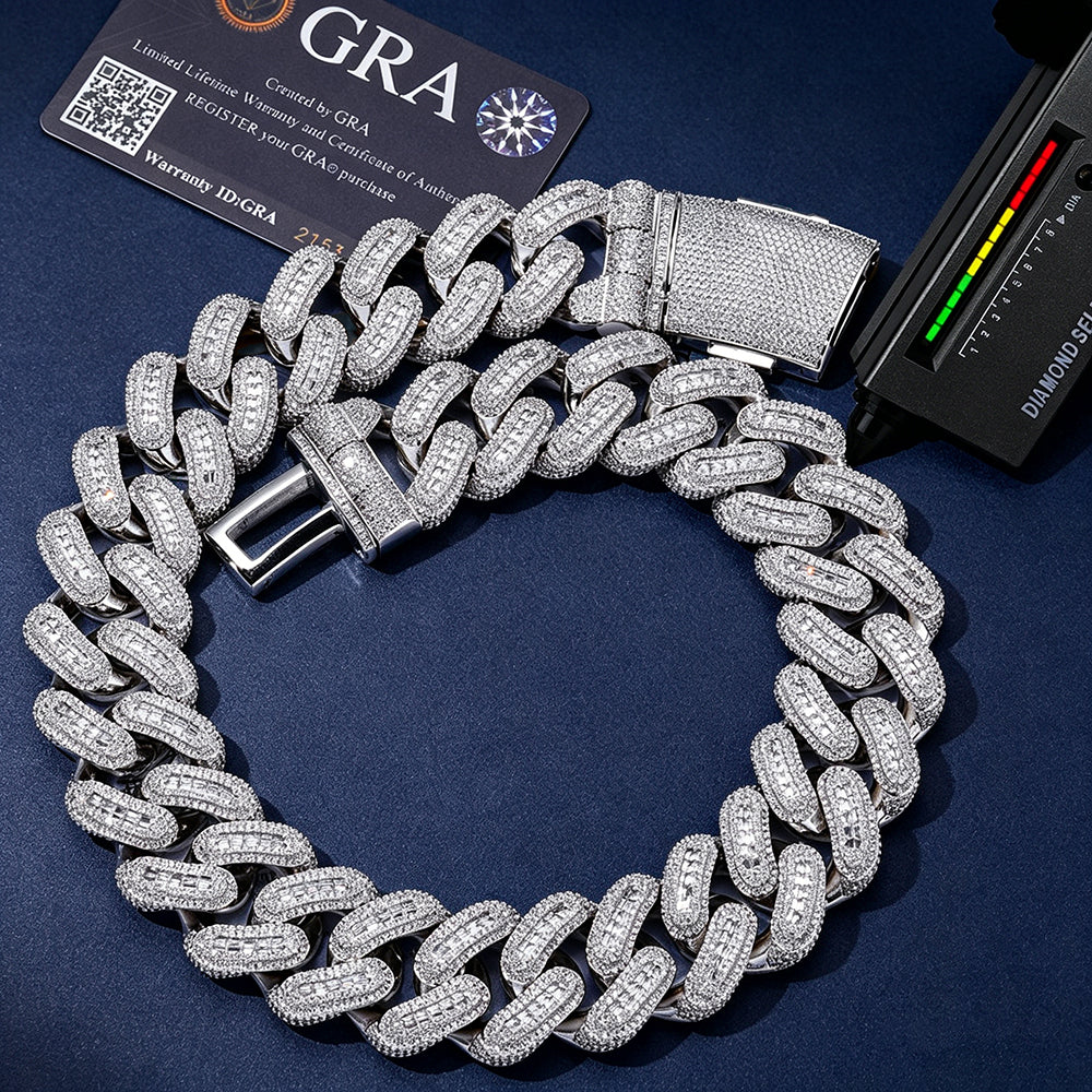 Ultra Wide 29mm Moissanite Miami Cuban Link - Massive S925 Sterling Silver Iced Out Chain - Heavyweight Hip Hop Jewelry