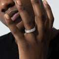 6mm 925 Sterling Silver Moissanite Two Row Iced Ring