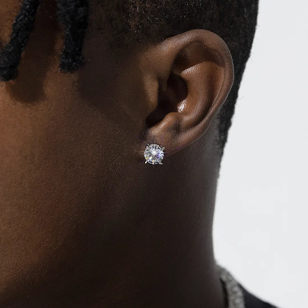 925 Sterling Silver Moissanite Round Stud Earring