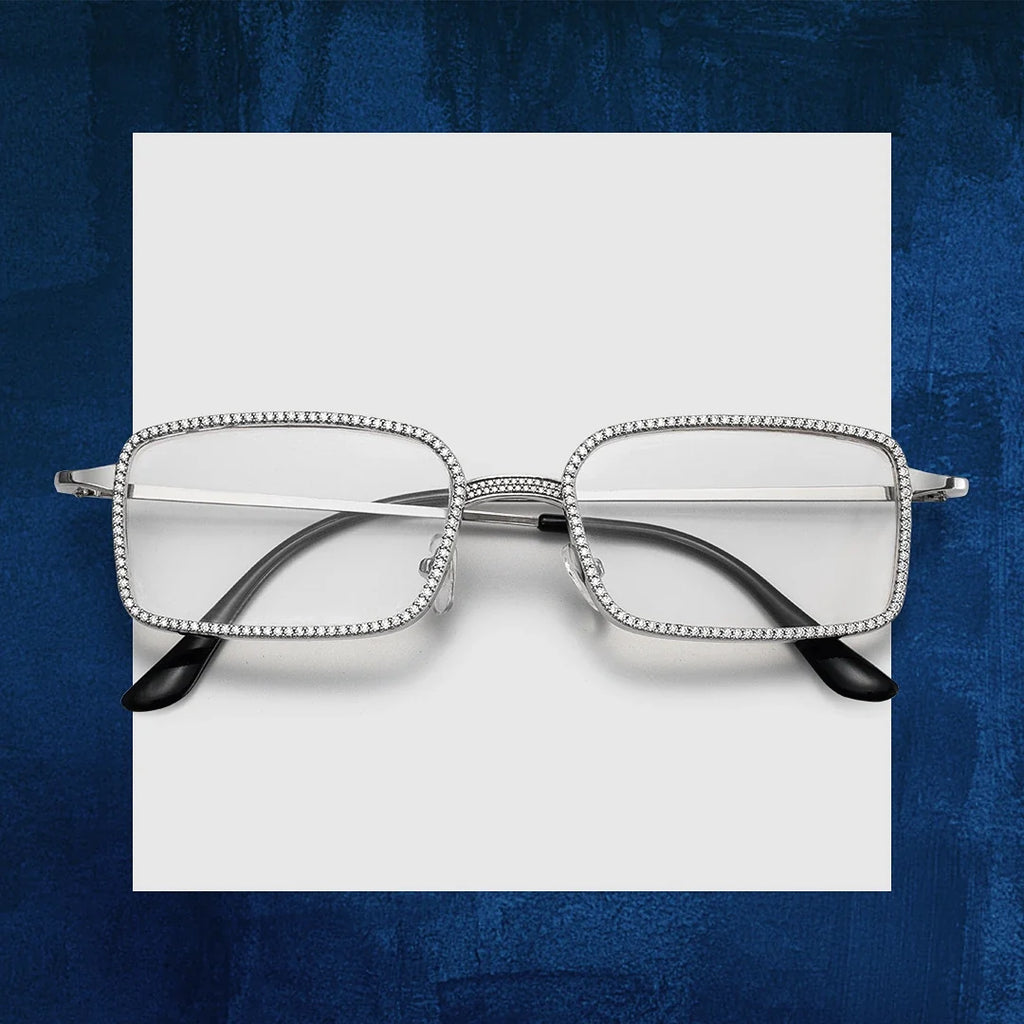 Moissanite Iced Rectangle Glasses