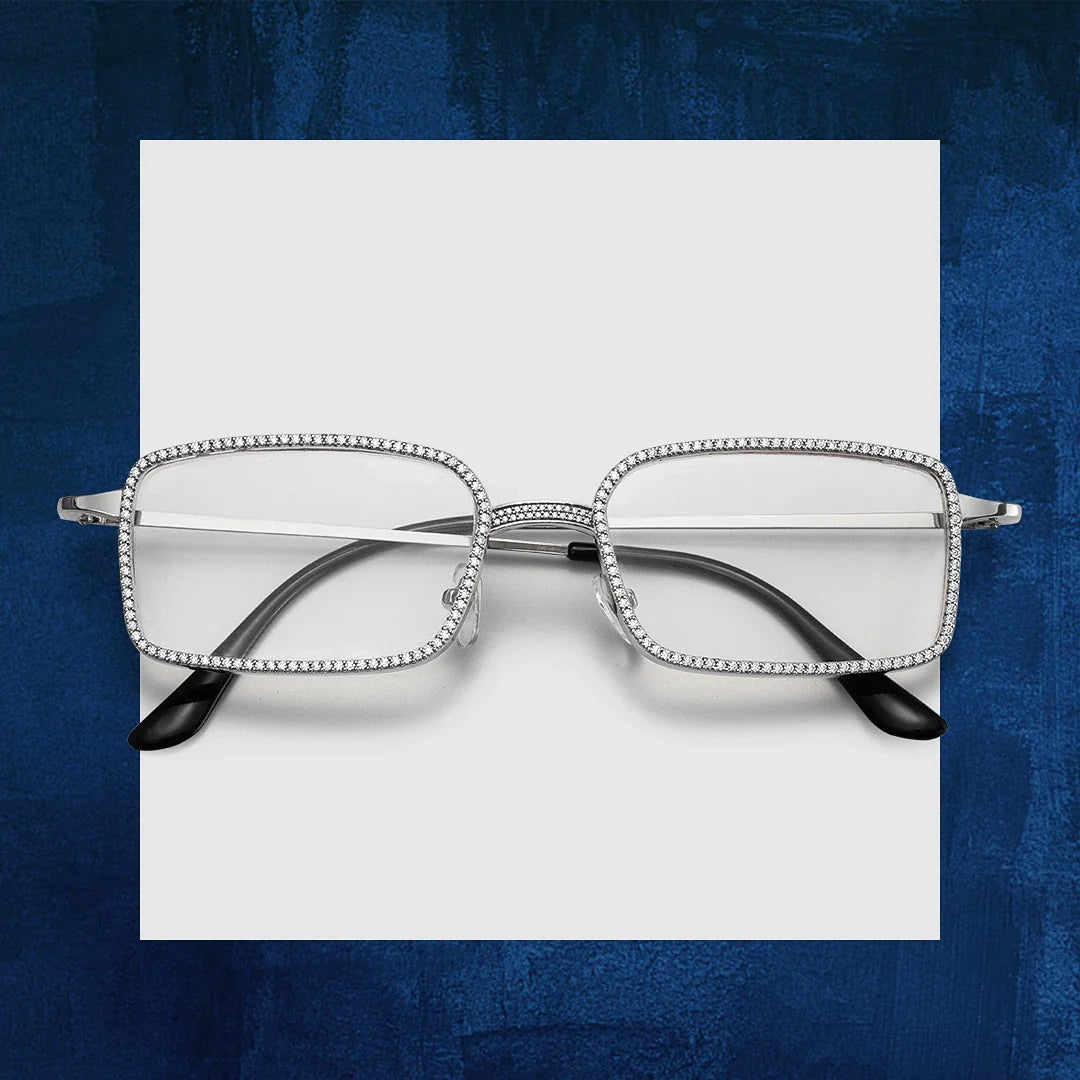 Moissanite Iced Rectangle Glasses