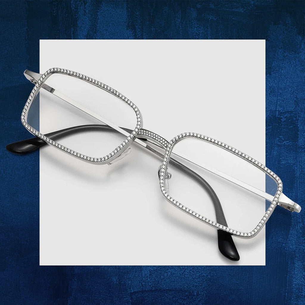 Moissanite Iced Rectangle Glasses