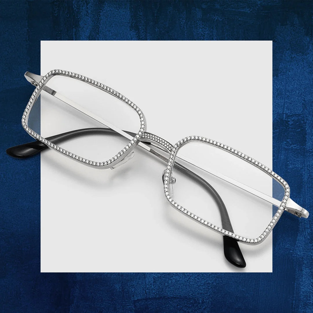 Moissanite Iced Rectangle Glasses