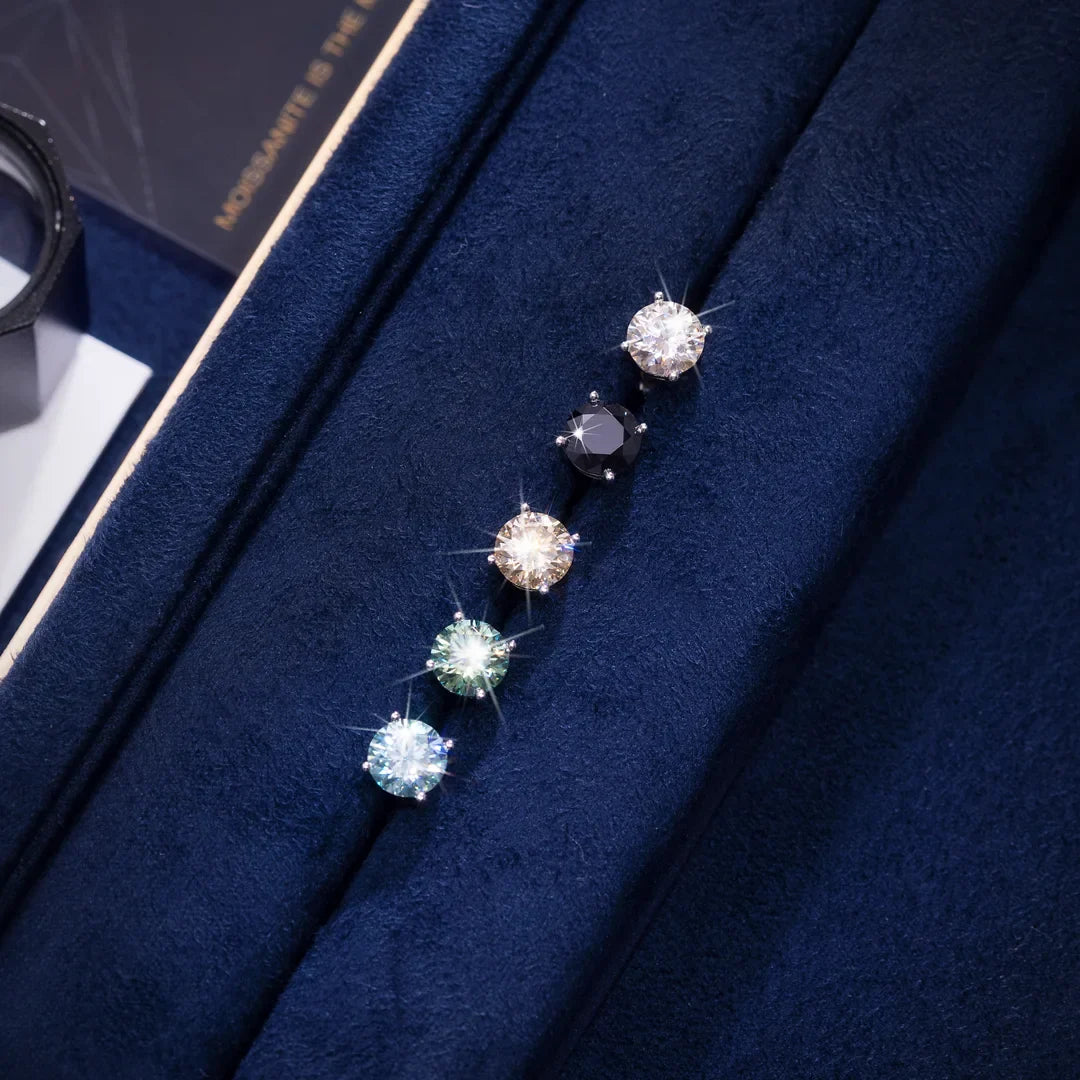 S925 Silver Rare Color Moissanite Stud Earrings