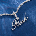 Custom Moissanite Cursive Letter Name plate pendant